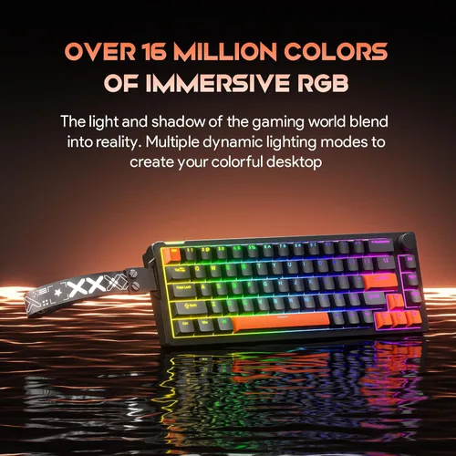 Vista 4 de 68% Wired Gaming Keyboard with Volume Knob, RGB Backlit, Mechanical Keyboard Gasket Mount with PBT Keycaps,8000 Hz Polling Rate, Hall Effect Cream
