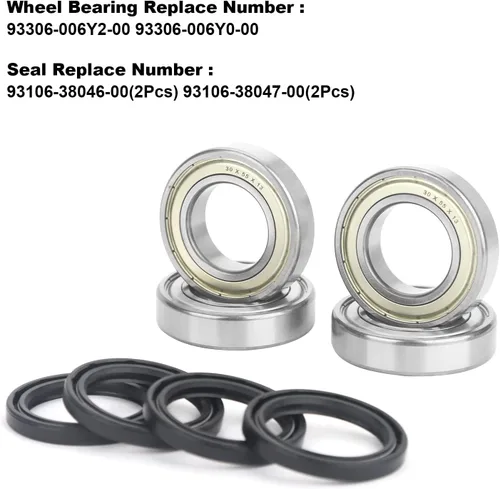 Vista 2 de Rodamiento de rueda delantera 4 piezas con sello para Yamaha Kodiak 400 450, Grizzly 350 450, Big Bear 2WD/4WD, Bruin 350, Reemplazar #93306-006Y2-00