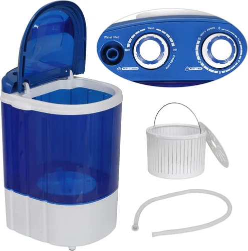 Vista 6 de Nouva Mini lavadora, lavadora portátil de 5.7 libras para lavandería compacta, lavadora de camping semiautomática y giratoria