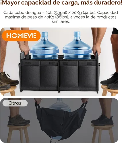 Vista 6 de Homeve Organizador de maletero de coche, organizador plegable de múltiples compartimentos, negro, 2 compartimentos, pequeño