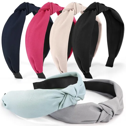 Vista 14 de DiyJibb Diademas para Mujeres y Niñas - 6 Piezas Diademas Elegantes con Nudo Superior - Diadema Anudada para Mujeres - Bandas para la Cabeza Anchas