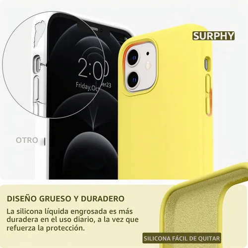 Vista 3 de SURPHY Diseñada para iPhone 12 y iPhone 12 Pro de 6.1 pulgadas, funda gruesa de silicona líquida (con forro de microfibra) para iPhone 12 y 12 Pro