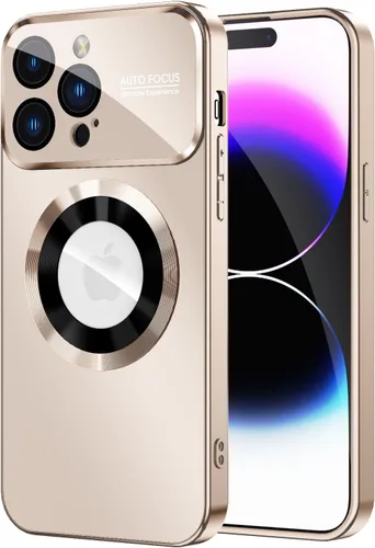 Vista 22 de MAKAVO Funda magnética para iPhone 12 Pro, compatible con MagSafe, protector de lente de cámara integrado, vista de logotipo, funda de teléfono a