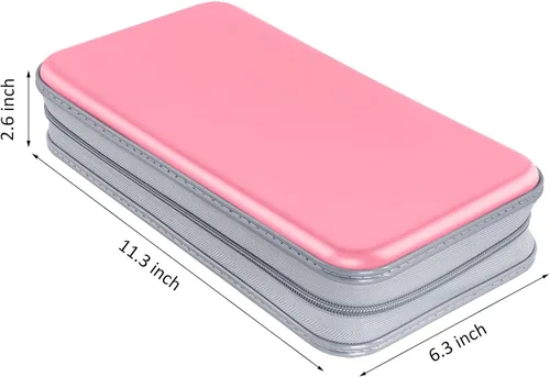 Vista 6 de Siveit Funda para CD, soporte para CD/DVD, cartera con capacidad para 80, fundas para CD y DVD, estuches duros de plástico para CD y DVD, Rosa claro
