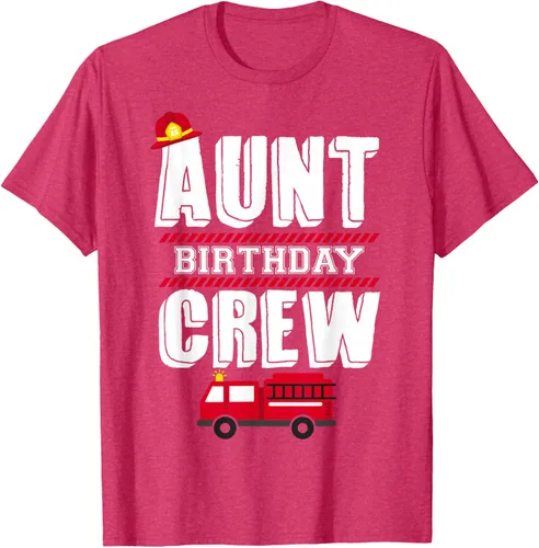 Vista 31 de Aunt Birthday Crew Fire Truck Fireman - Camiseta para fiesta de acogida, Negro, S