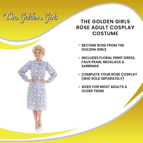 Vista 7 de The Golden Girls - Disfraz de cosplay para adultos, con licencia oficial de rosa, talla XXL, Azul