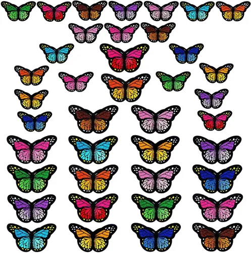 Vista 10 de 20 parches de mariposa para planchar, parche de reparación bordado de 2 tamaños