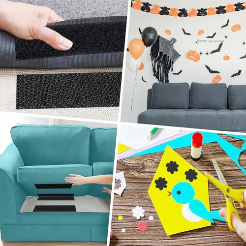 Vista 5 de 10 pies x 4.4 pulgadas de tiras autoadhesivas, cinta adhesiva de montaje de respaldo resistente de nylon, cintas de montaje de tela para costura