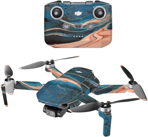 Vista 24 de MightySkins - Compatible con DJI Mini 2 Dron portátil - Aqua Swirl Funda protectora de vinilo duradera y única Fácil de aplicar, quitar