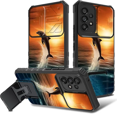Vista 11 de Funda para Samsung Galaxy A53 5G con funda para cámara y soporte de soporte, resistente, a prueba de golpes, TPU funda protectora para Samsung Flor