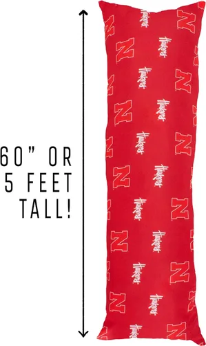 Vista 2 de College Covers Everything Comfy Nebraska Cornhuskers - Almohada corporal estampada, 20 x 60 pulgadas