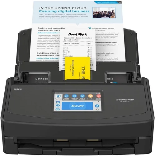 Vista 2 de Fujitsu ScanSnap iX1500 - Escáner de documentos dúplex a color con pantalla táctil para Mac o PC, color blanco
