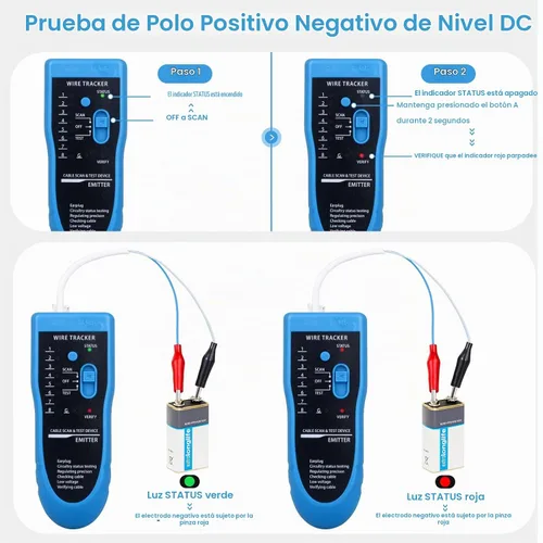 Vista 6 de Rastreador de Cables Probador de Cables de Red Ethernet RJ45 RJ11 - Rastreador de Tonos de Alambre CAT5 CAT6 Probador de Continuidad - Kit
