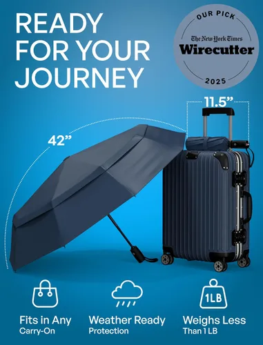 Vista 98 de REPEL Windproof Travel Umbrella - Compact & Withstands Winds up to 85MPH , Strongest Premium Auto Folding Umbrella for Rain and Sun - Durable, Light
