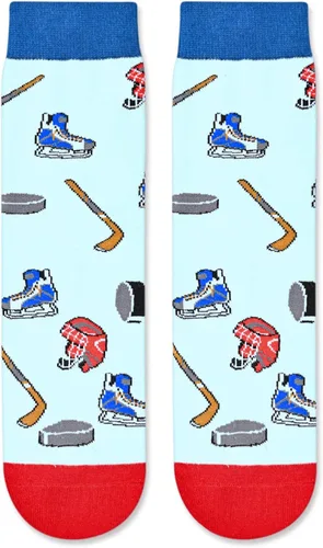 Vista 5 de HAPPYPOP Calcetines para niños y niños, regalos geniales para niños, regalos deportivos para niños en paquete de 2, Paquete de 2 Hockey