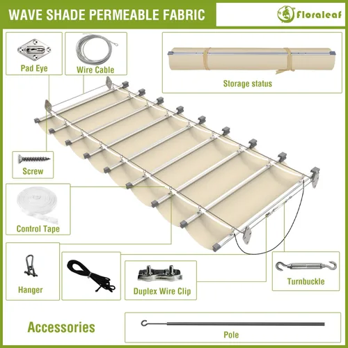 Vista 6 de Cubierta de Sombra para Pérgola de 3'×4' Impermeable Retráctil Toldo de Repuesto para Pérgola Vela de Sombra Deslizante con Herrajes de Cable