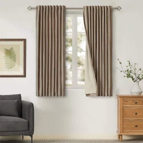 Vista 38 de Cortinas opacas de terciopelo de felpa negras de 63 pulgadas de largo para dormitorio, juego de 2 paneles de forro con bolsillo para barra, pestaña