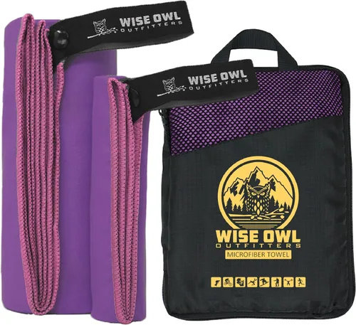 Vista 13 de Wise Owl Outfitters Microfiber Camping Towel - Quick Dry Towel for Travel, Backpacking, Hiking, Beach, Gym & Yoga - Compact, Fast Drying &