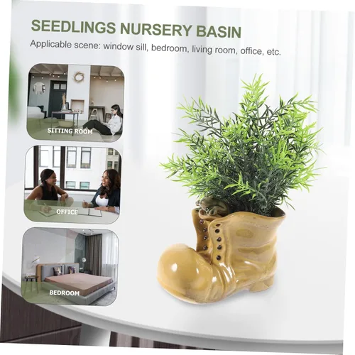Vista 2 de Botas de dibujos animados en forma de suculenta maceta de cerámica para plantas de interior, oficina, ventana, alféizar decoración única