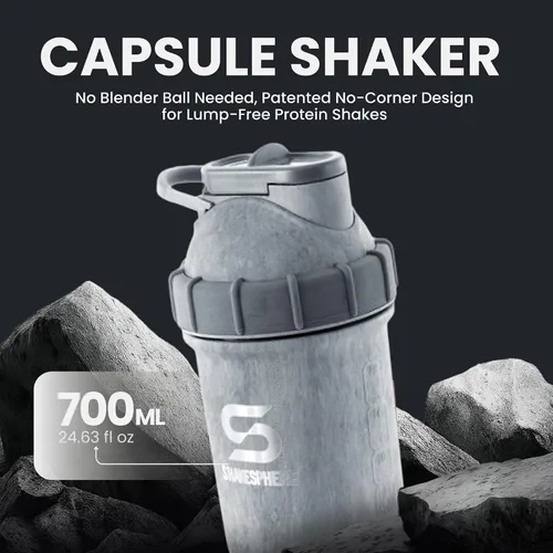 Vista 2 de SHAKESPHERE Botella agitadora de acero inoxidable - Botella agitadora de proteína aislada de 24 oz para bebidas frías y calientes - Ideal