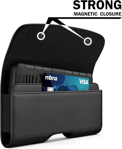 Vista 4 de Bomea Funda para iPhone 8 Case, iPhone 6 6S iPhone 7 Hecha de cuero sintético de alta calidad. Con soporte para cinturón. Delgada y rígida. Con Negro