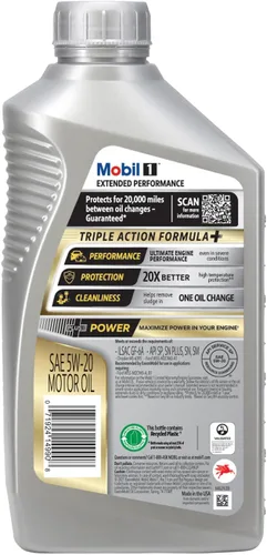 Vista 4 de Mobil 1 aceite de motor sintético completo de rendimiento extendido 5W-20, 1 cuarto de galón (paquete de 6)