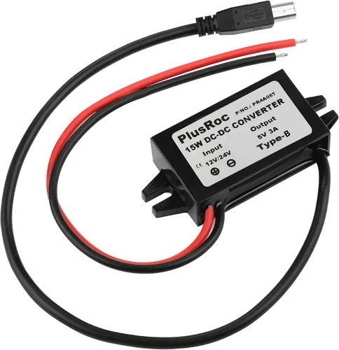 Vista 9 de PlusRoc - Convertidor impermeable DC 12V/24V a 5V 3A, enchufe macho CC de 0.217x0.083 in Stable 5V/3A Output, Waterproof Sealed Enclosure