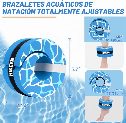 Vista 4 de Hikeen Juego de pesas de gimnasia acuática de EVA de alta densidad para ejercicios aeróbicos acuáticos, pesas para ejercicios de piscina, tobillos