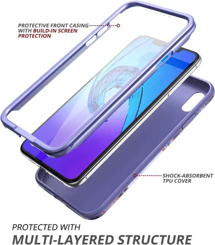 Vista 2 de SURITCH Funda para iPhone Xs Max, [protector de pantalla integrado] Protección híbrida de cuerpo completo, doble capa de silicona suave a prueba