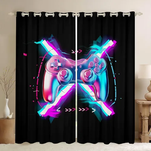 Vista 14 de Erosebridal Cortinas de baloncesto de béisbol, fútbol, rugby, tratamiento de ventanas para niños, niñas, adolescentes, con temática de deportes
