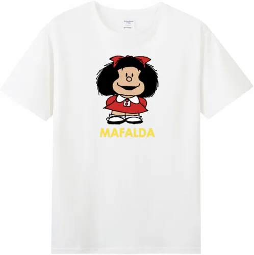 Vista 9 de Camiseta de manga corta Hello Mafalda para mujer adulta Negro