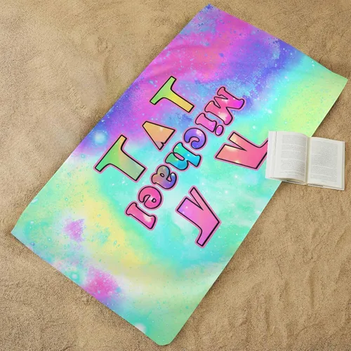 Vista 5 de InterestPrint Toallas de playa suaves personalizadas con tu nombre, toallas de playa suaves personalizadas con texto para hijo e hija, toallas