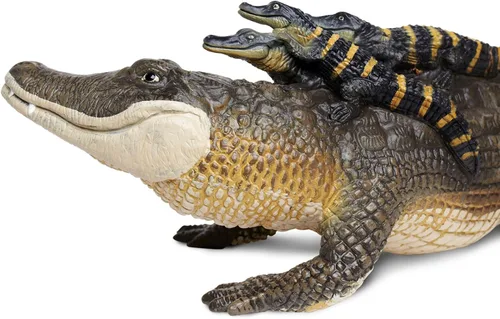 Vista 5 de Safari Ltd. Figura de cocodrilo con bebés, figura detallada de plástico de 12 pulgadas, divertido juguete educativo para niños, niñas y niños a