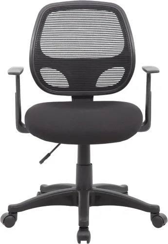 Vista 4 de Benzara Maya - Silla de oficina con brazos en T, malla negra, acolchado de espuma