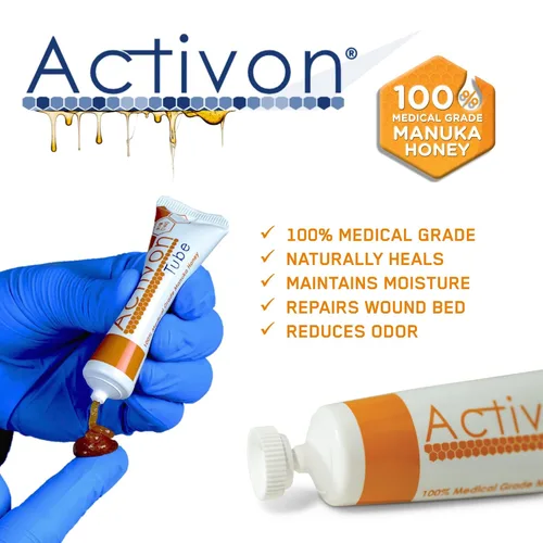 Vista 2 de Activon Tubo de gel de miel de manuka 100% de grado médico, curación natural de heridas, 0.71 oz, paquete de 1
