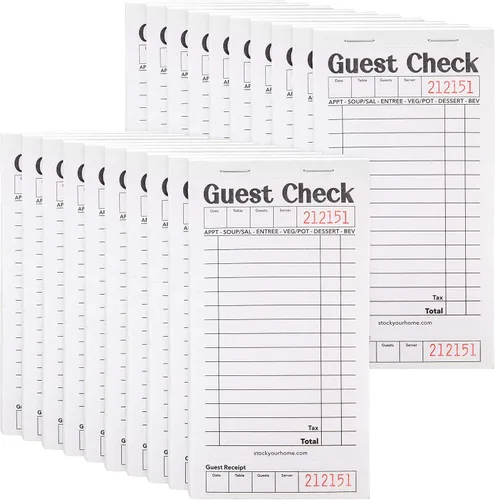 Vista 17 de Stock Your Home Libros de Cheques de Huéspedes en Blanco y Negro para Meseros (Paquete de 5) Blocs de Notas de Mesero, Talonario de Cheques