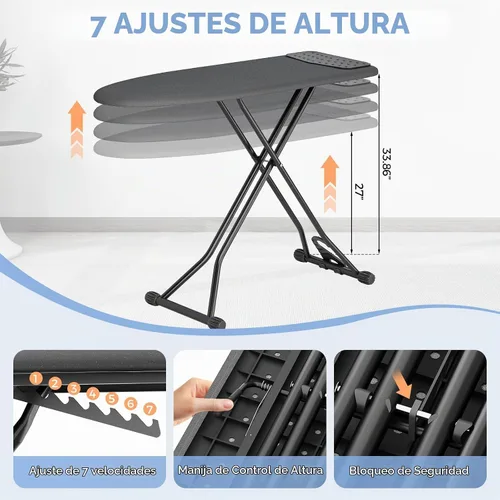 Vista 2 de APEXCHASER Tabla de planchar, tabla de planchar compacta con alfombrilla de silicona, tabla de planchar plegable con cubierta resistente al calor, 7
