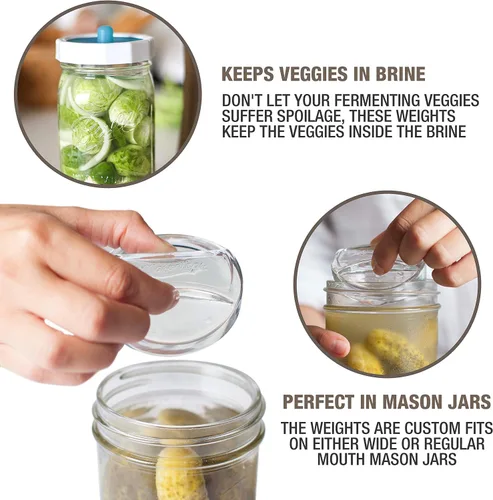 Vista 3 de Masontops Pickle Pebble Glass Infinity Pesas para fermentar – Juego de pesas para decapado – Combo ancho/regular