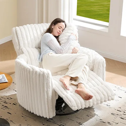 Vista 8 de Jocisland Silla Mecedora Eléctrica para Guardería, Sillas Reclinables Giratorias de Gran Tamaño para Adultos con 2 Almohadas, USB y Tipo-C, Cómodo
