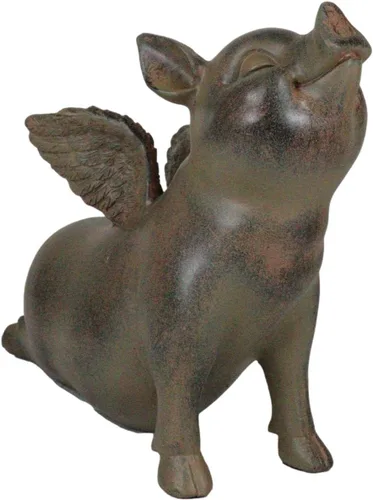 Vista 6 de Ebros Peaceful Zen Yoga Flying Pig Cerdo Cielo de Cerdo Estatua Rústica Country Piggy Piglet Cerdo Porcino Jardín de Hadas Figura Coleccionable