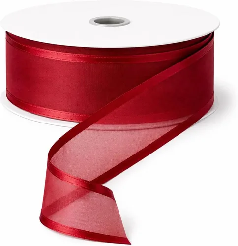 Vista 5 de Charisse Classic - Cinta de color vino transparente rojo (5/8 pulgadas), 50 yardas
