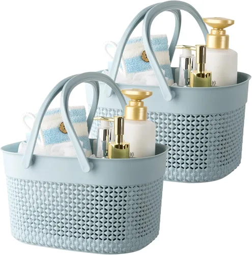 Vista 9 de rejomiik - Cesta portátil para ducha, organizador de plástico con asas, bolsa de aseo para baño, artículos esenciales para dormitorio universitario