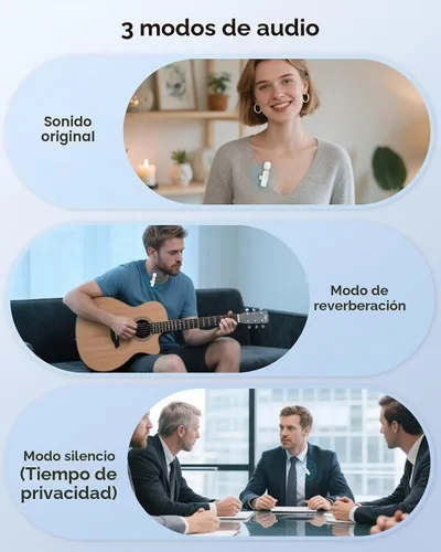 Vista 7 de Mini micrófono inalámbrico para iPhone, paquete de 2 micrófonos Lavalier para grabación de video, micrófono de solapa con reducción de ruido 2 en 1