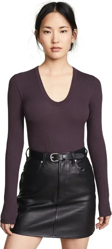 Vista 15 de Enza Costa Top de manga larga con cuello en U para mujer Negro