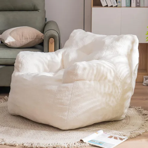 Vista 5 de Puf - Silla de sofá individual, mullida, moderna, de espuma suave copetuda, sofá perezoso, silla de ocio de espuma de alta resistencia para sala