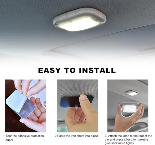 Vista 3 de Luz de techo magnética para coche, luz de techo interior para techo de coche, luz de cúpula interior de coche de 10 LEDs recargable por USB para RV