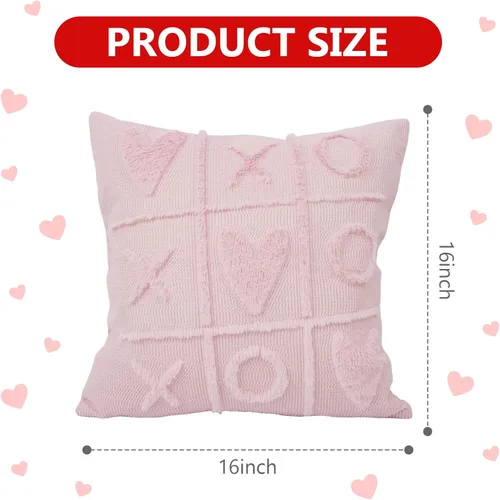 Vista 3 de Juego de 2 fundas de almohada de San Valentín de 16 x 16 pulgadas, decoración del día de San Valentín, fundas de almohada rosas para decoración