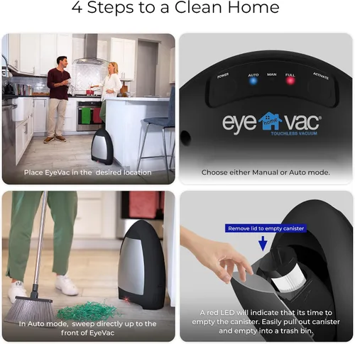 Vista 4 de EyeVac Aspiradora de aproximación sin contacto para el hogar con recogedor automático - Ideal para barrer pelo de mascotas, comida y suciedad
