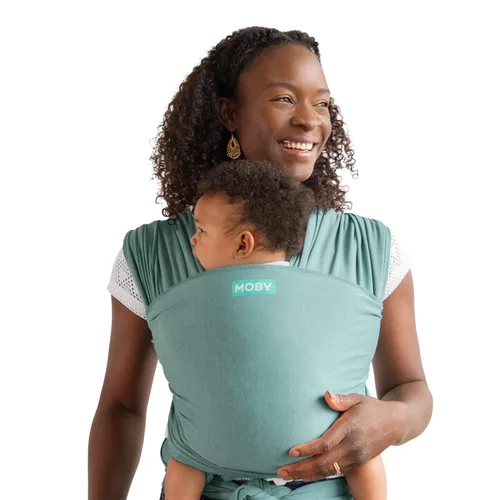 Vista 15 de Porta bebé Moby Baby Wrap para recién nacidos a niños pequeños (8-15kg), porta bebé en cabestrillo, diseño ultra ligero y manos libres, ajustable