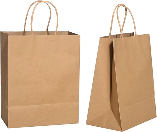 Vista 6 de Bolsas de papel kraft grandes de 57 libras con asas, 50 unidades, 12 x 17 x 7 pulgadas, bolsas de compras duraderas, reutilizables y ecológicas
